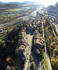Ainsa, beautiful village of Huesca,Spain. Aerial Drone Photo
