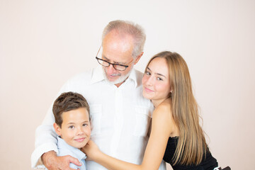 Portrait of a grandfather with his grandchildren