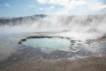 Geothermal pool. Steam from the heat.