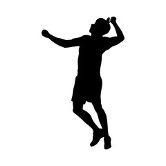 Badminton. Silhouette of a man performing a clear shot. Vector illustration.