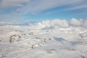 Fototapeta na wymiar aerial view of the mountains in winter