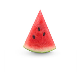 closeup of some pieces of refreshing watermelon on a white background; fruit  for vitamin A and beta carotene.