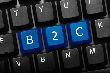 Three keys conceptual keyboard - B2C blue keys