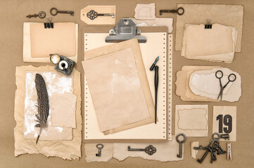 Clipboard old used paper scrapbooking writing tools