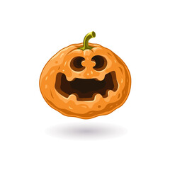 Halloween icon. Pumpkin for halloween. Vector illustration. Smile icon. Good mood. Autumn symbol. Scary pumpkin with smile. Cartoon character. Positive emoji. Vector emoji.
