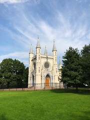 Beautiful grey Gothic chapel in the Park