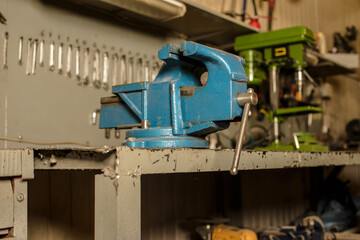 Table vise in a locksmith shop