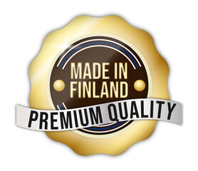 "Made in Finland" badge, for goods, web, products.