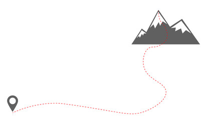Mountain climbing route to peak in flat style