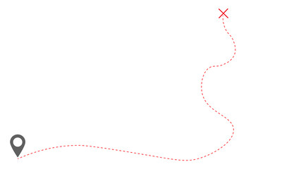 dashed line trace and plane route isolated on white.