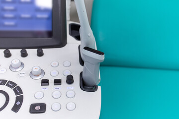 Ultrasound machine in a gynecologist clinic. Ultrasonic diagnosis apparatus