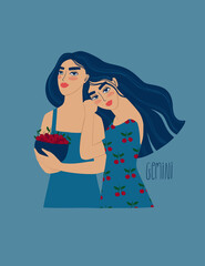 Gemini zodiac sign with girls