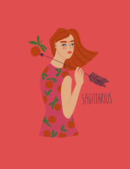 Sagittarius zodiac sign with girl