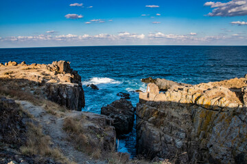 A natural rock formation in Bulgaria and the Black Sea between. Beautiful natural landscape.