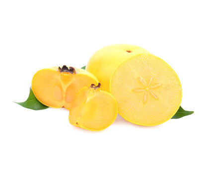 Ripe Diospyros decandra fruits (Gold Apple) isolated on white background
