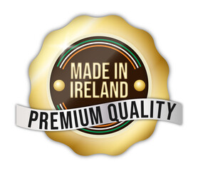 "Made in Ireland" badge, for goods, web, products.