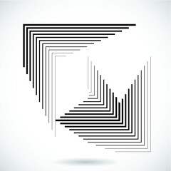 Rectangle Logo with lines.Square unusual icon Design .frame with Vector stripes 
