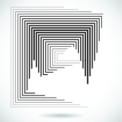 Rectangle Logo with lines.Square unusual icon Design .frame with Vector stripes 