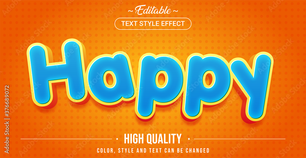 Poster Editable text style effect - Happy theme style.