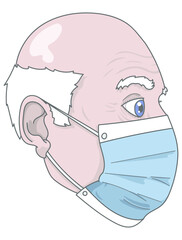 Masque chirurgical, homme de profil