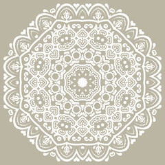 Elegant vintage vector ornament in classic style. Abstract traditional white octagonal, pattern with oriental elements. Classic vintage pattern
