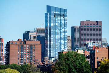 Fototapeta na wymiar Modern skyscraper with glass facade in Boston, USA