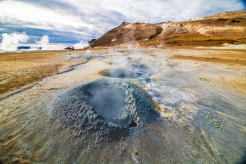 Smoke in Geothermal Field North Iceland