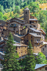 Fototapeta na wymiar Os de Civís, Catalonia / Spain: Stone houses on hilltop in the Pyrenees