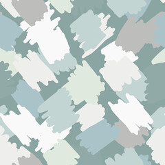 Pale seamless abstract pattern with creative shapes. Light blue tones palette stylized artwork. Simple design.