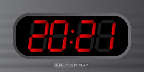 digital alarm clock with red numbers 2021 symbol of the new year. Vector illustration
