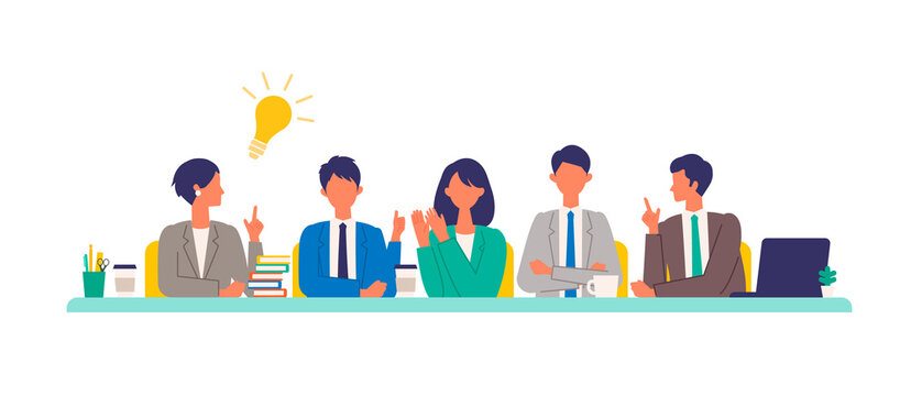Business conference concept. Vector illustration of people having a meeting. Concept for conference, boardroom.