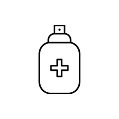 Antiseptic spray line icon. Antiseptic linear bottle vector icon illustration isolated on white background.