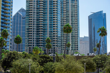 Fototapeta na wymiar High apartment buildings in San Diego, USA