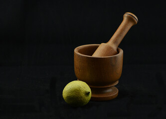 wood and lemon mortar