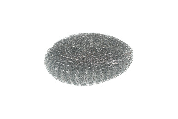 Spugna in metallo fotografata su sfondo bianco 