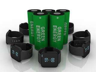 3d rendering fitness bracelet smart watch with battery