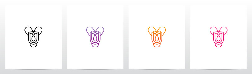 Tulip Flower On Letter Logo Design Y