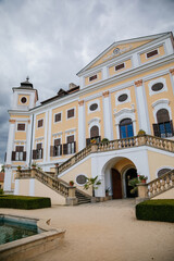 Fototapeta na wymiar Milotice castle, Chateau uniquely preserved complex of baroque buildings and garden architecture, South Moravia, Czech Republic