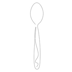 Spoon silhouette on white background line drawing vector illustration