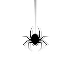 Spider hanging on cobweb. Halloween character. Vector illustration
