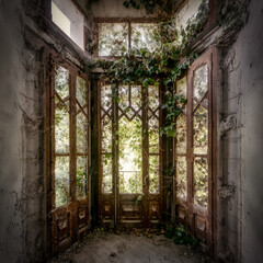 Inside of an abandoned castle in France