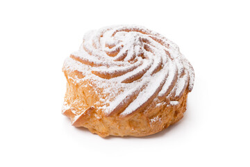 One french profitrole cake isolated on white