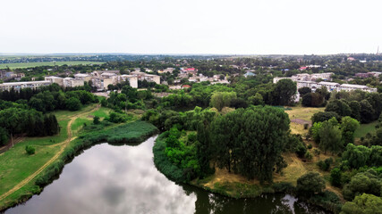 Fototapeta na wymiar View of Donduseni from the drone in Moldova