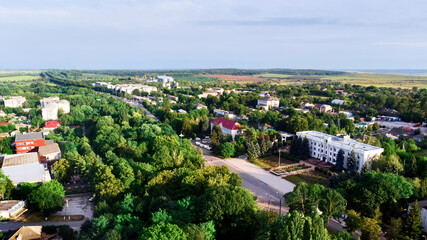 View of Donduseni from the drone in Moldova