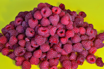 Ripe red raspberry berries close up. Natural vitamin food