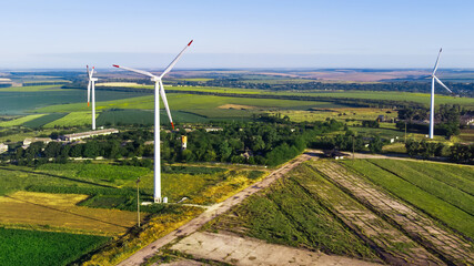 Fototapeta na wymiar Wind turbines in Donduseni, Moldova