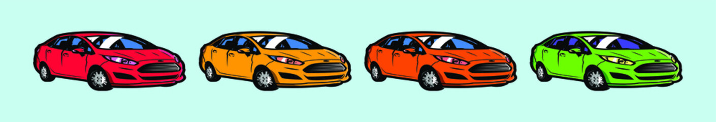 set of car cartoon icon design template with various models. vector illustration