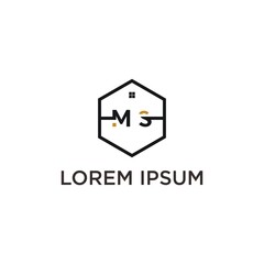 abstract initial letter M S logo design template