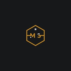 abstract initial letter M S logo design template