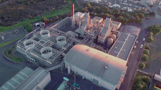 Aerial footage of the decommissioned Southdown power station, New Zealand